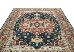 10x14 Green, Rust, Beige Color Hand Knotted Oushak Wool Oriental Rug