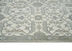 8x10 Ivory, Gray, Beige Color Hand Knotted Oushak Wool Transitional Oriental Rug