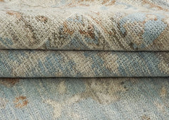 8x10 Blue, Beige, Taupe Color Hand Knotted Oushak Wool Transitional Oriental Rug