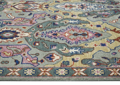 8x10 Gray, Pink, Gold Color Hand Knotted Oushak Wool Arts & Crafts Oriental Rug