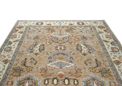 8x10 Mocha, Ivory, Gray Color Hand Knotted Oushak Wool Arts & Crafts Oriental Rug