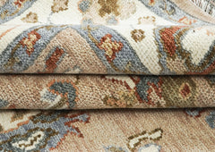 8x10 Mocha, Ivory, Gray Color Hand Knotted Oushak Wool Arts & Crafts Oriental Rug