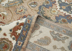 8x10 Mocha, Ivory, Slate Color Hand Knotted Oushak Wool Arts & Crafts Oriental Rug