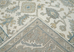 8x10 Ivory, Gray, Taupe Color Hand Knotted Oushak Wool Traditional Oriental Rug