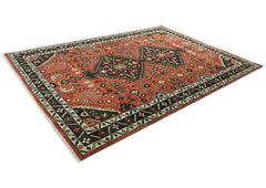 10x14 Burnt Orange, Dark Green, Teal Color Hand Knotted Oushak Wool Oriental Rug