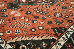 10x14 Burnt Orange, Dark Green, Teal Color Hand Knotted Oushak Wool Oriental Rug