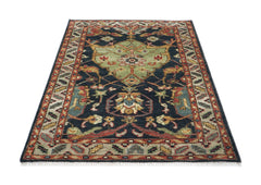 5x8 Blue, Lime, Beige Color Hand Knotted Oushak Wool Arts & Crafts Oriental Rug