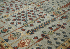 10x14 Slate, Rust, Blue Color Hand Knotted Oushak Wool Transitional Oriental Rug