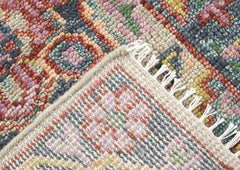 Runner Beige, Slate, Gold Color Hand Knotted Oushak Wool Traditional Oriental Rug