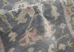 Runner Slate, Gray, Sage Color Hand Knotted Oushak Wool Transitional Oriental Rug