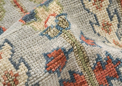 Runner Gray, Blush, Slate Color Hand Knotted Oushak Wool Transitional Oriental Rug