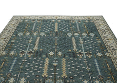 10x14 Seledon, Ivory, Beige Color Hand Knotted Oushak Wool Transitional Oriental Rug