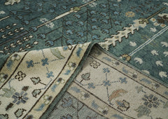 10x14 Seledon, Beige, Ivory Color Hand Knotted Oushak Wool Transitional Oriental Rug