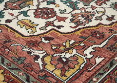 10x14 Rust, Ivory, Gold Color Hand Knotted Oushak Wool Oriental Rug