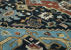 10x14 Blue, Burnt Orange, Aqua Color Hand Knotted Oushak Wool Oriental Rug