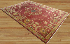 9x12 Raspberrry Sage Gold Color Hand Knotted Oushak Wool Traditional Oriental Rug