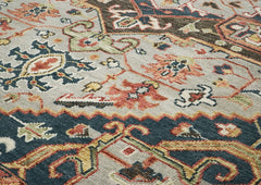 10x14 Gray, Green, Rust Color Hand Knotted Oushak Wool Oriental Rug