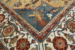 8x10 Gold Teal Rust Color Hand Knotted Oushak Wool Traditional Oriental Rug