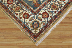 8x10 Gold Teal Rust Color Hand Knotted Oushak Wool Traditional Oriental Rug