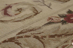 French Country Flatweave 5'5"x7'8" Beige Aubusson Wool Oriental Area Rug