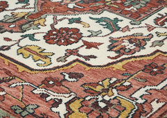 10x14 Rust, Ivory, Rose Color Hand Knotted Oushak Wool Oriental Rug