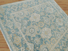 9x12 Turkish Oushak Traditional Aqua Hand Knotted Wool Oriental Area Rug
