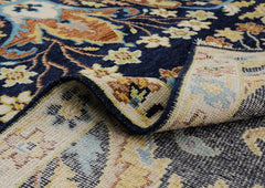 Multi Size Navy Mint Ivory Color Hand Knotted Oushak Wool Oriental Rug