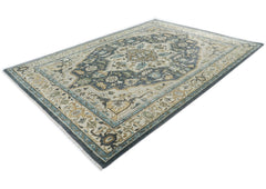 10x14 Slate, Blue, Beige Color Hand Knotted Oushak Wool Oriental Rug