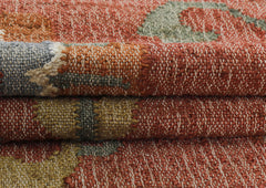 Multi Size Rust Sage Ivory Color Hand Woven Kilim Jute Traditional Oriental Rug