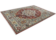 10x14 Rust, Mint, Ivory Color Hand Knotted Oushak Wool Oriental Rug