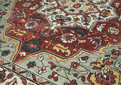 10x14 Rust, Mint, Ivory Color Hand Knotted Oushak Wool Oriental Rug