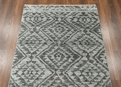 Dark Gray 3'10''x5'8'' Oushak Southwestern Hand Knotted Wool Oriental Area Rug