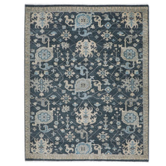 8x10 Slate, Gray, Beige Color Hand Knotted Oushak Wool Arts & Crafts Oriental Rug