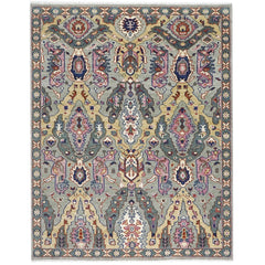 8x10 Gray, Pink, Gold Color Hand Knotted Oushak Wool Arts & Crafts Oriental Rug