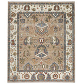 8x10 Mocha, Ivory, Slate Color Hand Knotted Oushak Wool Arts & Crafts Oriental Rug
