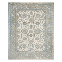 8x10 Ivory, Gray, Taupe Color Hand Knotted Oushak Wool Traditional Oriental Rug