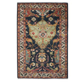 5x8 Blue, Lime, Beige Color Hand Knotted Oushak Wool Arts & Crafts Oriental Rug