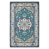 5x8 Turquoise, Ivory, Burnt Orange Go Color Hand Knotted Oushak Wool Traditional Oriental Rug