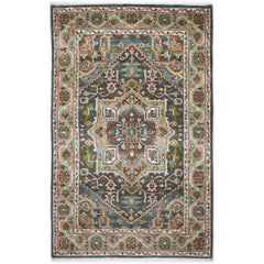 5x8 Gray, Aqua, Slate Color Hand Knotted Oushak Wool Traditional Oriental Rug