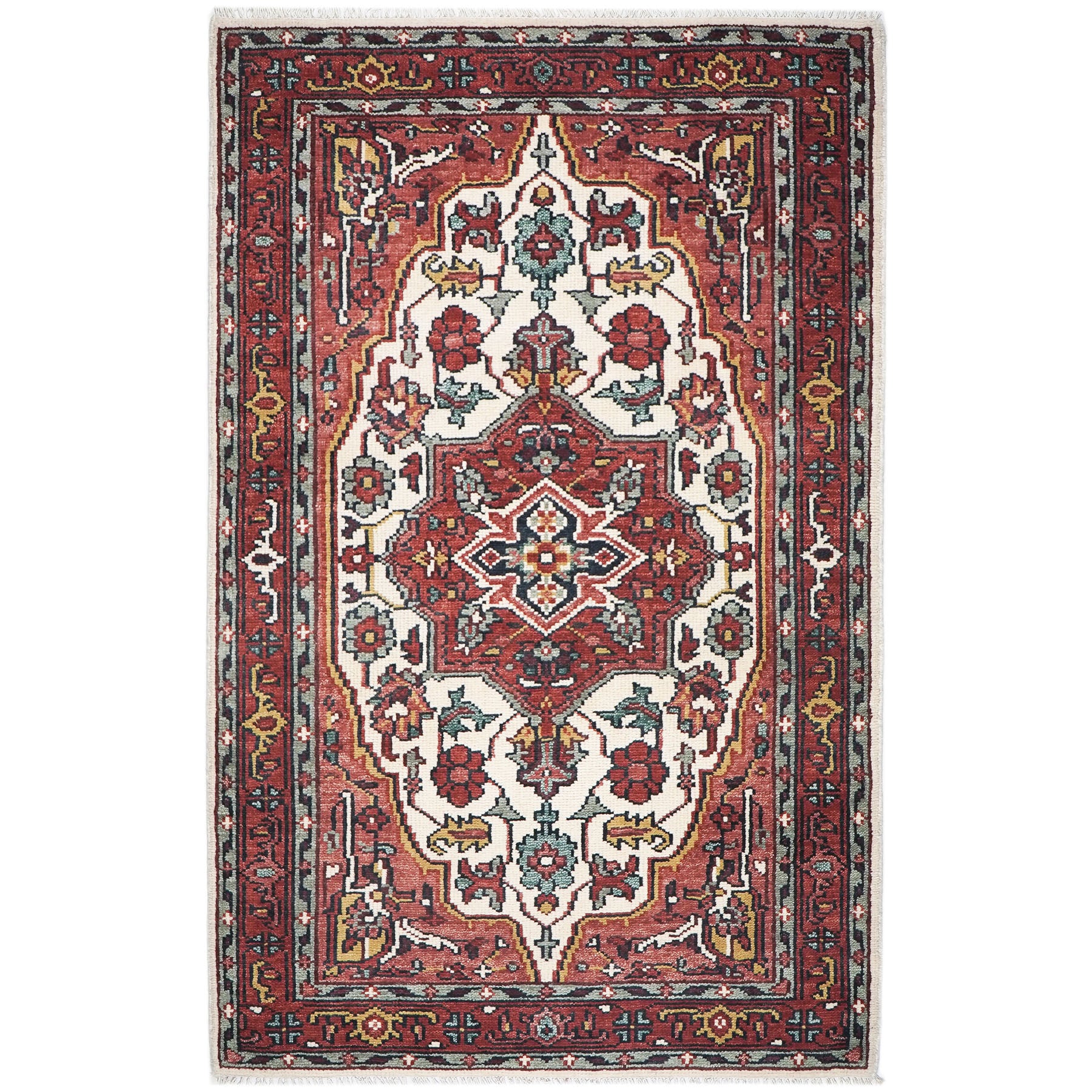 5x8 Rust, Ivory, Blush Color Hand Knotted Oushak Wool Traditional Oriental Rug