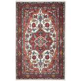 5x8 Rust, Ivory, Blush Color Hand Knotted Oushak Wool Traditional Oriental Rug