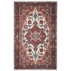 5x8 Rust, Ivory, Blush Color Hand Knotted Oushak Wool Traditional Oriental Rug