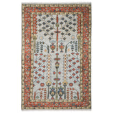 5x8 Gray, Blue, Burnt Orange Go Color Hand Knotted Oushak Wool Transitional Oriental Rug