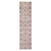 Runner Blush, Gray, Ivory Color Hand Knotted Oushak Wool Transitional Oriental Rug
