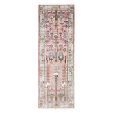 Runner Blush, Gray, Blue Color Hand Knotted Oushak Wool Transitional Oriental Rug