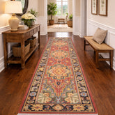 Rose, Navy 2'6" x 8'1" Runner Traditional Hand Knotted Wool Oushak Oriental Area Rug