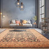 9x12 Gold, Gold, Aqua Color Hand Knotted Floral 100% Wool Traditional-Persian/Oriental Oriental Rug