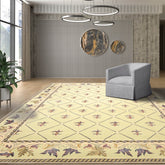 8x10 Pistachio, Ivory, Indigo Color Hand Knotted All-Over Wool & Silk Traditional-Persian/Oriental Oriental Rug