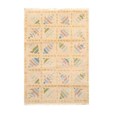 3'1" x 5'9" Hand Knotted 100% Wool Tibetan Oriental Area Rug Modern Beige