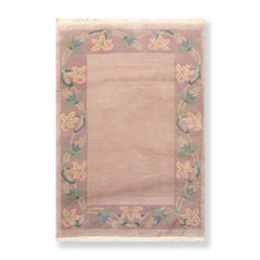4x6 Taupe, Lavender, Green Color Hand Knotted Floral 100% Wool Traditional-Persian/Oriental Oriental Rug